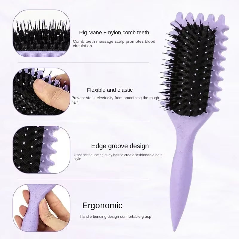 Women'S Hair Comb Hollow Shaped Curly Hair Comb Multi Functional Scalp Massage and Anti-Static Fluffy Hair Brush Hairstyle Tools